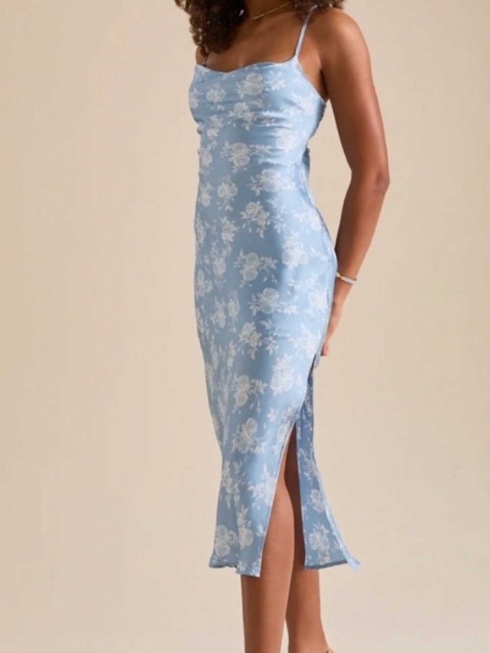 Altar'd State Codi Satin Floral Midi Slip Dress